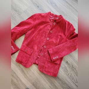 Liz Claiborne Red Lightweight Stylish Suede Leather Jacket